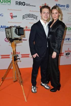Joel Beckenbauer with girlfriend Jessica Martl at the ASKANIA AWARD 2023 at the Berlin Capital Club in Berlin on 14 02 2023