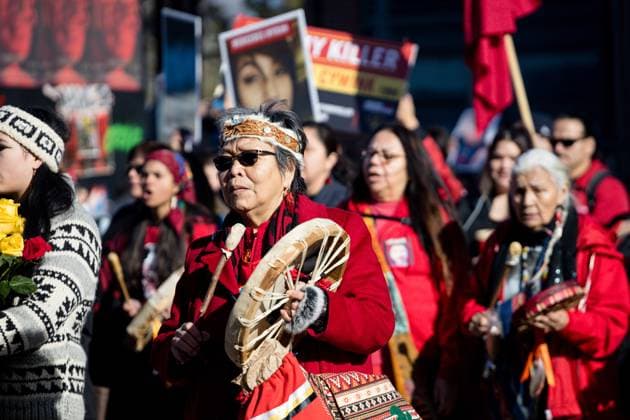 February 14, 2023, Vancouver, British Columbia, Canada: People gather in Vancouver, British Columbia for the annual WomenÃ¢â‚¬â ¢s Memorial March to honour the lives of missing and murdered women. Vancouver Canada - ZUMAw171 20230214_znp_w171_011 Copyright: xRyanxWalterxWagnerx