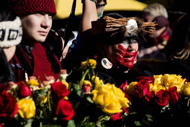 February 14, 2023, Vancouver, British Columbia, Canada: People gather in Vancouver, British Columbia for the annual WomenÃ¢â‚¬â ¢s Memorial March to honour the lives of missing and murdered women. Vancouver Canada - ZUMAw171 20230214_znp_w171_009 Copyright: xRyanxWalterxWagnerx