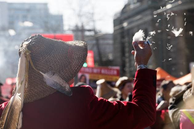 February 14, 2023, Vancouver, British Columbia, Canada: People gather in Vancouver, British Columbia for the annual WomenÃ¢â‚¬â ¢s Memorial March to honour the lives of missing and murdered women. Vancouver Canada - ZUMAw171 20230214_znp_w171_005 Copyright: xRyanxWalterxWagnerx