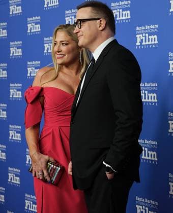 February 14, 2023, Santa Barbara, California, U.S: Brendan Fraser, star of The Whale, and his girlfriend Jeanne Moore on the left smiles on the Red Carpet at the historic Arlington Theater on ValentineÃ¢â‚¬â ¢s Day, 2023, where Fraser is receiving the Santa Barbara International Film FestivalÃ¢â‚¬â ¢s prestigious American Riviera Award. Santa Barbara U.S. - ZUMAk144 20230214_znp_k144_019 Copyright: xAmyxKatzx