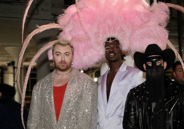 NYFW: Christian Cowan FW 23 Runway Show. (NEW) NYFW: Christian Cowan FW 23 Runway Show. February 14, 2023, New York, USA: Models parade the clothing of Christian Cowan during NYFW in New York with the presence of famous artists Sam Smith, rapper Montero Lamar Hill, known by his stage name Lil Nas X, among others.  Copyright: xNiyixFotex