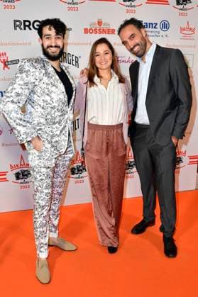 Mohamed Chahrour, Sarah Alles and Samir Fuchs at the presentation of the Askania Award 2023 at the Capital Club in the Hilton Hotel Berlin, 14 02 2023 Foto:xN.xKubelkax xFuturexImage