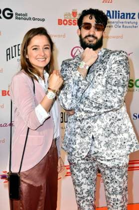 Sarah Alles and Mohamed Chahrour at the presentation of the Askania Award 2023 at the Capital Club in the Hilton Hotel Berlin, 14 02 2023 Foto:xN.xKubelkax xFuturexImage