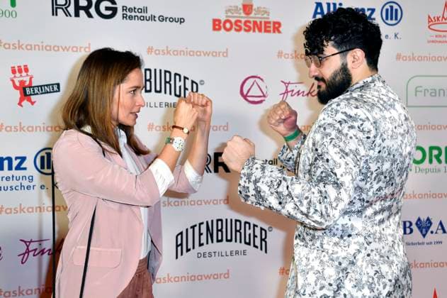 Sarah Alles and Mohamed Chahrour at the presentation of the Askania Award 2023 at the Capital Club in the Hilton Hotel Berlin, 14 02 2023 Foto:xN.xKubelkax xFuturexImage