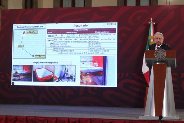 February 15, 2023, Mexico City, Mexico: MexicoÃ¢â‚¬â ¢s President Andres Manuel Lopez Obrador gesticulates during his speech in his daily morning briefing conference at National Palace. on February 15, 2023 in Mexico City, Mexico. Mexico City Mexico - ZUMAe321 20230215_zia_e321_048 Copyright: xIsmaelxRosasx