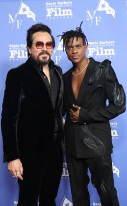 February 15, 2023, Santa Barbara, California, U.S: SBIFF Executive Director Roger Durling stands with Jeremy Pope, star of The Inspection, on the Santa Barbara International Film Festivalâ€⠢s Red Carpet, February 15, 2023, at the historic Arlington Theater. Durling presented Pope with the Virtuosos Award, which honors â€oeup-and-coming†actors for achieving a breakthrough performance. Santa Barbara U.S. - ZUMAk144 20230215_znp_k144_179 Copyright: xAmyxKatzx