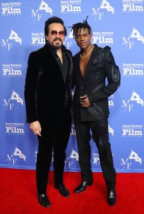 February 15, 2023, Santa Barbara, California, U.S: SBIFF Executive Director Roger Durling stands with Jeremy Pope, star of The Inspection, on the Santa Barbara International Film Festivalâ€⠢s Red Carpet, February 15, 2023, at the historic Arlington Theater. Durling presented Pope with the Virtuosos Award, which honors â€oeup-and-coming†actors for achieving a breakthrough performance. Santa Barbara U.S. - ZUMAk144 20230215_znp_k144_177 Copyright: xAmyxKatzx