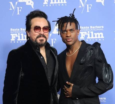 February 15, 2023, Santa Barbara, California, U.S: SBIFF Executive Director Roger Durling stands with Jeremy Pope, star of The Inspection, on the Santa Barbara International Film Festivalâ€⠢s Red Carpet, February 15, 2023, at the historic Arlington Theater. Durling presented Pope with the Virtuosos Award, which honors â€oeup-and-coming†actors for achieving a breakthrough performance. Santa Barbara U.S. - ZUMAk144 20230215_znp_k144_178 Copyright: xAmyxKatzx
