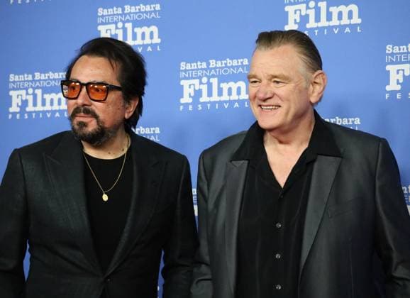 February 16, 2023, Santa Barbara, California, U.S: Brendan Gleeson (right) and Roger During, arrives on the Red Carpet at the Santa Barbara International Film Festival, February 16, 2023, at the historic Arlington Theater in Santa Barbara. ..Brendan Gleeson, along with co-star Colin Farrell, is about to be honored with the Cinema Vanguard Award for their performances in Banshees of insherin by Martin McDonagh†Not in photo. Santa Barbara U.S. - ZUMAk144 20230216_znp_k144_111 Copyright: xAmyxKatzx