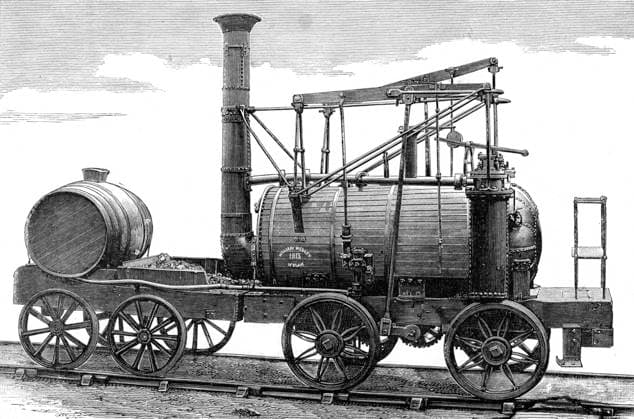 IMAGO History, Die Geburt des Eisenbahnverkehrs: 1802-1830 Puffing Billy, Hedley s improved Wylam engine Hedley s improved Wylam engine, known as Puffing Billy Date: 1813  Copyright: Copyrightx(c)Geminix2023.xCredit:xGemini 13836189