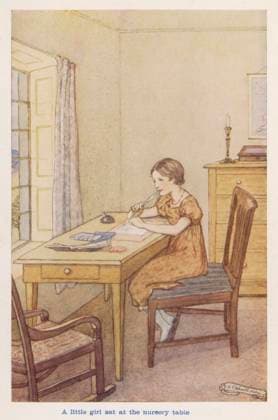 NIGHTINGALE AS CHILD FLORENCE NIGHTINGALE - as a young girl at her desk Date: 1820 - 1910  Copyright: Copyrightx(c)Geminix2023.xCredit:xGemini 13839943