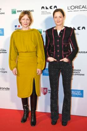 Sandra Hüller and Vicky Krieps at the award ceremony of the Ordre des Arts et des Lettres to Sandra Hüller and Vicky Krieps at the Berlinale 2023 73 Berlin International Film Festival at the French Embassy Berlin, 20 02 2023. Foto:xC.xNiehausx xFuturexImage