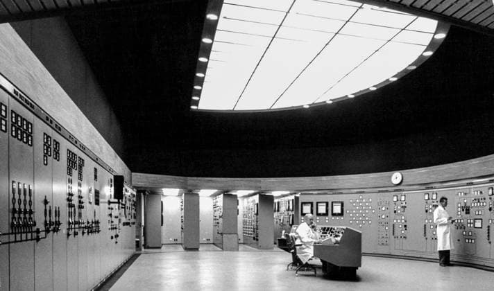STOCKHOLM 1963 JULY The control room at Agestaverket R3 Adam, Swedens first nuclear power plant in Huddinge outside Stockholm, which will supply district heating to the Farsta building Stockholm Sweden x11014x  Copyright: xSvenskaxDagbladet TTx AGESTAVERKET 1963