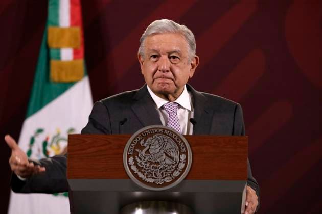 President of Mexico highlights guilty verdict of Genaro Garcia Luna February 22, 2023, Mexico City, Mexico: Mexican President Andres Manuel Lopez Obrador highlights the guilty verdict against former Secretary of Security Genaro Garcia Luna at the press conference at the National Palace in Mexico City. on February 22, 2023 in Mexico City, Mexico (Photo by Luis Barron Eyepix Group). Copyright: xLuisxBarronx xEyepixxGroupx LB20230222_AMLO1