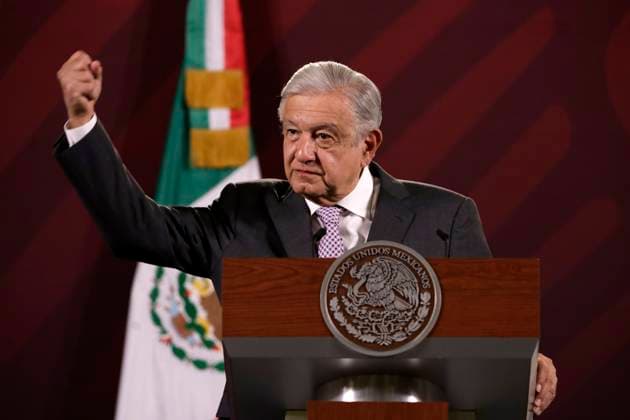 President of Mexico highlights guilty verdict of Genaro Garcia Luna February 22, 2023, Mexico City, Mexico: Mexican President Andres Manuel Lopez Obrador highlights the guilty verdict against former Secretary of Security Genaro Garcia Luna at the press conference at the National Palace in Mexico City. on February 22, 2023 in Mexico City, Mexico (Photo by Luis Barron Eyepix Group). Copyright: xLuisxBarronx xEyepixxGroupx LB20230222_AMLO2