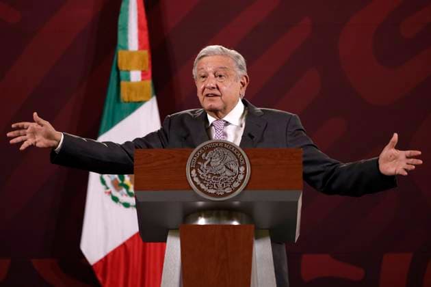 President of Mexico highlights guilty verdict of Genaro Garcia Luna February 22, 2023, Mexico City, Mexico: Mexican President Andres Manuel Lopez Obrador highlights the guilty verdict against former Secretary of Security Genaro Garcia Luna at the press conference at the National Palace in Mexico City. on February 22, 2023 in Mexico City, Mexico (Photo by Luis Barron Eyepix Group). Copyright: xLuisxBarronx xEyepixxGroupx LB20230222_AMLO4