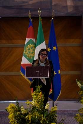 35th year of the Marisa Bellisario Award Rome Italy. 24 February 2023. Antonella Polimeni, rector of the La Sapienza University of Rome, speaks at the ceremony for the 35th year of the establishment of the Maria Bellissario Prize. The award is given annually to women who have distinguished themselves in the profession, in management, in science, in the economy and in Italian and international social life. Rome Italy Copyright: xVincenzoxNuzzolesex vnuzzolese_roma_24_02_2023_09