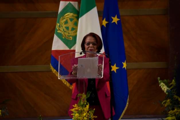 35th year of the Marisa Bellisario Award Rome Italy. 24 February 2023. Lella Golfo, president of the Maria Bellisario Foundation, speaks at the ceremony for the 35th year of the establishment of the Maria Bellissario Prize. The award is given annually to women who have distinguished themselves in the profession, in management, in science, in the economy and in Italian and international social life. Rome Italy Copyright: xVincenzoxNuzzolesex vnuzzolese_roma_24_02_2023_10