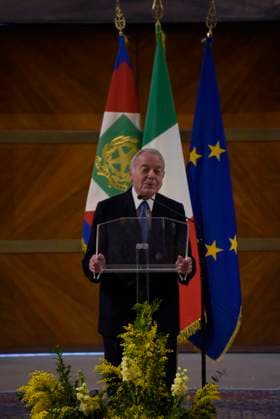 35th year of the Marisa Bellisario Award Rome Italy. 24 February 2023. Gianni Letta, President of the Commission examining the Marisa Bellisario Award, speaks at the ceremony for the 35th year of the establishment of the Maria Bellissario Prize. The award is given annually to women who have distinguished themselves in the profession, in management, in science, in the economy and in Italian and international social life. Rome Italy Copyright: xVincenzoxNuzzolesex vnuzzolese_roma_24_02_2023_13