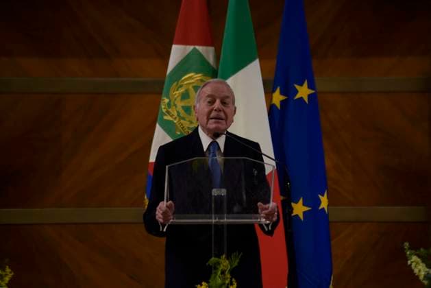 35th year of the Marisa Bellisario Award Rome Italy. 24 February 2023. Gianni Letta, President of the Commission examining the Marisa Bellisario Award, speaks at the ceremony for the 35th year of the establishment of the Maria Bellissario Prize. The award is given annually to women who have distinguished themselves in the profession, in management, in science, in the economy and in Italian and international social life. Rome Italy Copyright: xVincenzoxNuzzolesex vnuzzolese_roma_24_02_2023_14