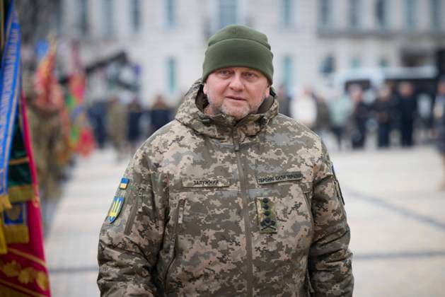 February 24, 2023, Kyiv, Kyiv Oblast, Ukraine: Commander-in-Chief of Ukraine Armed Forces ValeriyÃ‚ ZaluzhnyÃ‚ reviews military units during ceremonies marking the 1st anniversary of the Russian invasion at Saint SophiaÃ¢â‚¬â ¢s Square, February 24, 2023 in Kyiv, Ukraine. Kyiv Ukraine - ZUMAp138 20230224_zaa_p138_006 Copyright: xPoolx UkrainianxPresidentiax