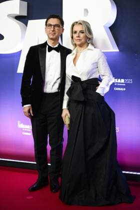 Maxime Saada et sa femme Sylvie CELEBRITES : 48e Ceremonie des Cesar - Tapis Rouge - 24 02 2023 JBAutissier Panoramic 