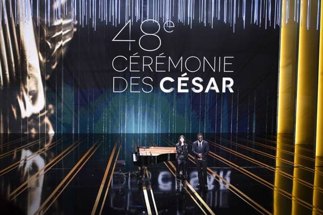 Performance de Charlotte Gainsbourg au piano avec le rappeur Dinos CELEBRITES : 48e Ceremonie des Cesar - 24 02 2023 JBAutissier Panoramic 