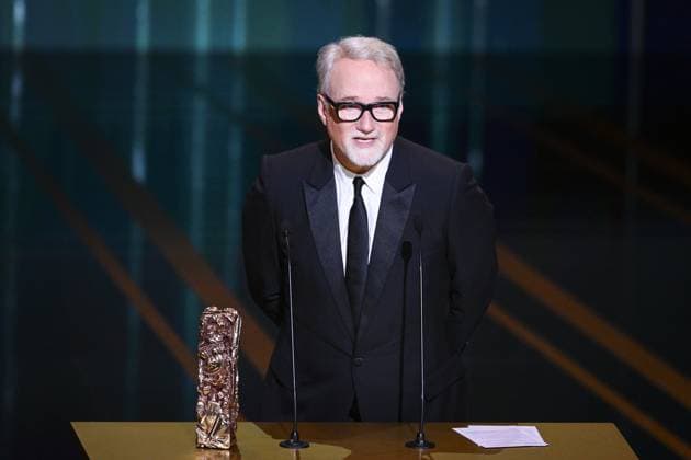 Apparition surprise de Brad Pitt pour remettre le Cesar d Honneur au realisateur David Fincher aux cote de Virginie Efira CELEBRITES : 48e Ceremonie des Cesar - 24 02 2023 JBAutissier Panoramic 