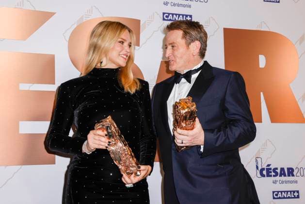 Virginie Efira, Cesar de la meilleure actrice et Benoit Magimel, Cesar du meilleur acteur - 48e ceremonie des Cesar a l Olympia, Paris, France, le 25 02 2023. 288994 2023-02-25 Ile de France Paris France  Copyright: xThierryxStefanopoulos MPPx STAR_288994_076