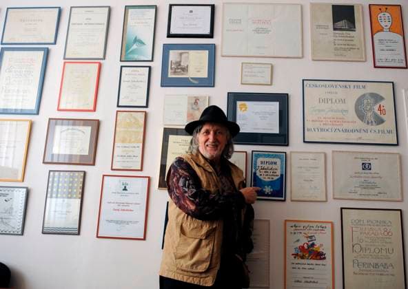 FILE - In the file photo, Slovak director Juraj Jakubisko in Prague, Czech Republic, April 21, 2008. One of the leading film-makers of the Czechoslovak New Film Wave of the 1960s, died in Prague, where he lived, on Friday, Feb. 24, 2023. He was 84. (CTKxPhoto MichalxKamaryt) CTKPhotoP200804280290801  CTKPhotoP200804280290801