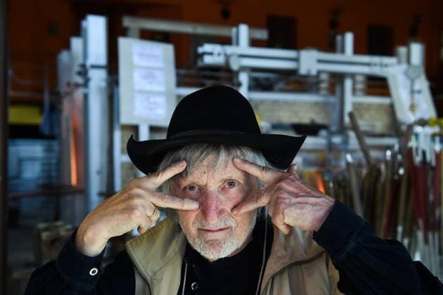 FILE - In the file photo, Slovak director Juraj Jakubisko in Lindava, Czech Republic, October 2, 2015. One of the leading film-makers of the Czechoslovak New Film Wave of the 1960s, died in Prague, where he lived, on Friday, Feb. 24, 2023. He was 84. (CTKxPhoto RadekxPetrasek) CTKPhotoP201510020504301  CTKPhotoP201510020504301