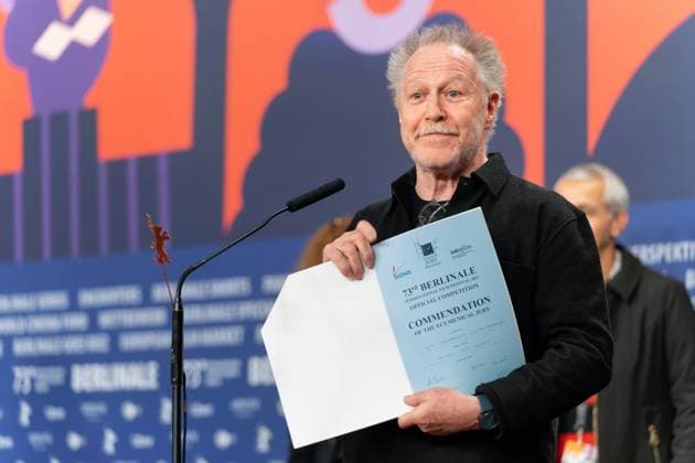 25 02 2023,Berlin,Germany,73 Berlin International Film Festival The winners of the independent juries Nicolas Philibert receives the Ecumenical Jury Prize for his film Sur L Adamant.
