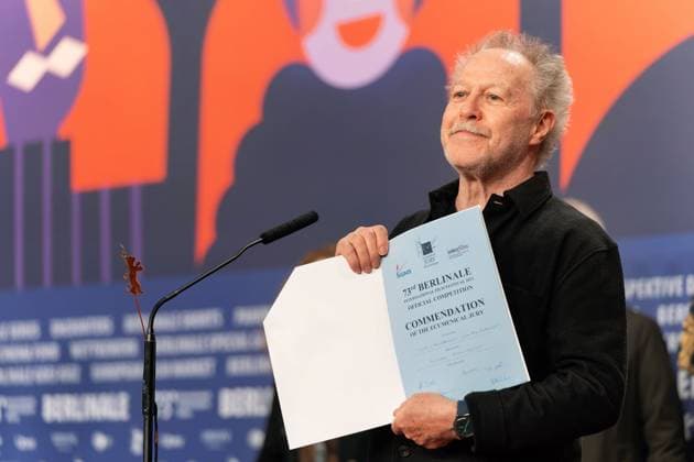 25 02 2023,Berlin,Germany,73 Berlin International Film Festival The winners of the independent juries Nicolas Philibert receives the Ecumenical Jury Prize for his film Sur L Adamant.