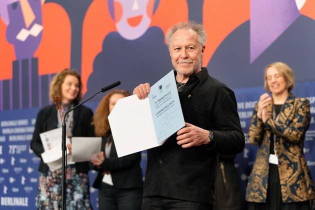 25 02 2023,Berlin,Germany,73 Berlin International Film Festival The winners of the independent juries Nicolas Philibert receives the Ecumenical Jury Prize for his film Sur L Adamant.