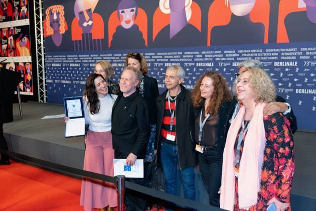 25 02 2023,Berlin,Germany,73 Berlin International Film Festival The winners of the independent juries Nicolas Philibert receives the Ecumenical Jury Prize for his film Sur L Adamant.