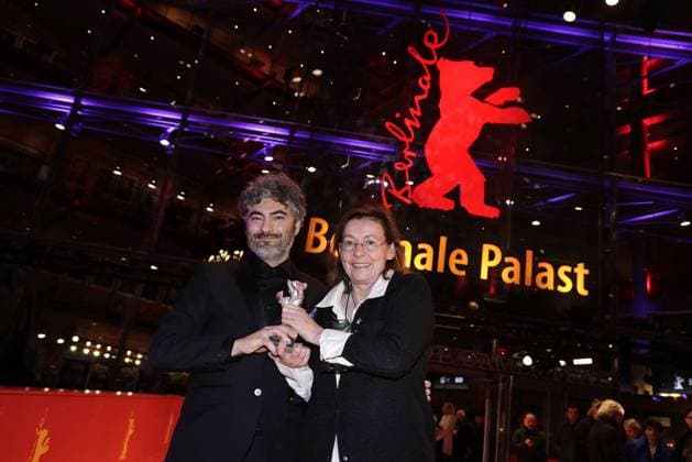 Giacomo Abbruzzese and Helene Louvart, the award winners and Baer winners at the photo call at the Berlinale Palast from the International Film Festival Berlinale on 25 02 2023 in Berlin Berlinale 2023 Winner Photo Call