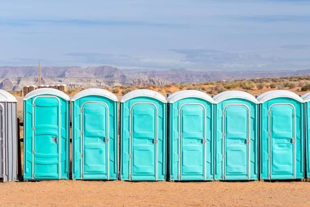 public Portable toilet Row of public Portable mobile toilet on the street outdoor Copyright: xZoonar.com Vichie81x 14063874