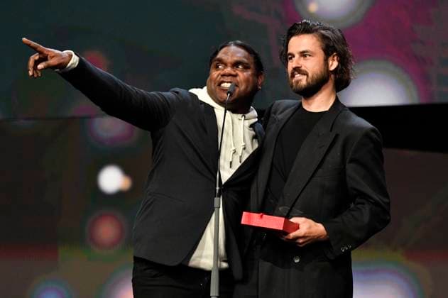 Derik Lynch and Matthew Thorne with the Silver Bear Jury Short Film Award for Marungka tjalatjunu Dipped in Black at the Closing Ceremony with Award Ceremony at the Berlinale 2023 73 Berlin International Film Festival at the Berlinale Palast Berlin, 25 02 2023. Foto:xN.xKubelkax xFuturexImage