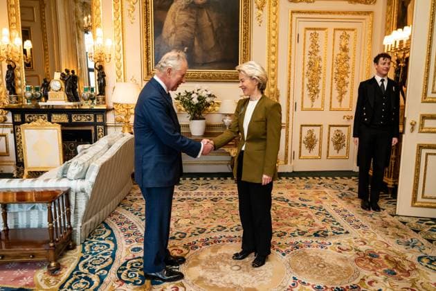 Bilder des Jahres 2023, Entertainment 02 Februar Entertainment Themen der Woche KW09 . 27 02 2023. Windsor, United Kingdom. King Charles III receives EU Commission President Ursula von der Leyen, during an audience at Windsor Castle , United Kingdom.  xPoolx xi-Imagesx IIM-24185-0044