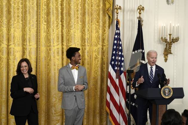 U.S. President Joe Biden delivers remarks at a reception celebrating Black History Month at the White House in Washington, DC on Monday, February 27, 2023.  WAX20230227257 YurixGripas
