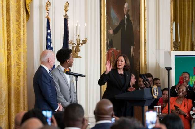 February 27, 2023, Washington, District of Columbia, USA: United States Vice President Kamala Harris makes remarks at a reception celebrating Black History Month at The White House in Washington, DC, on February 27, 2023 Washington USA - ZUMAs152 20230227_zaa_s152_054 Copyright: xChrisxKleponisx