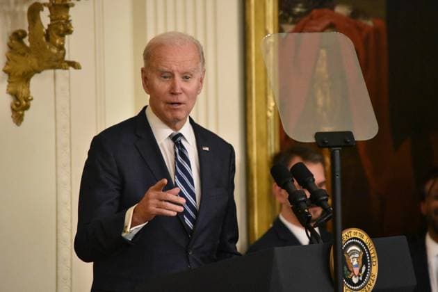February 27, 2023, Washington, DC, United States: President Joe Biden delivers his remarks during the event. President of the United States Joe Biden and Vice President of the United States Kamala Harris host a Black History Month Reception at the White House. Several hundred people attended the event at the White House. Excitement could be felt throughout the East Room of the White House. Washington United States - ZUMAs197 20230227_zaa_s197_468 Copyright: xKylexMazzax
