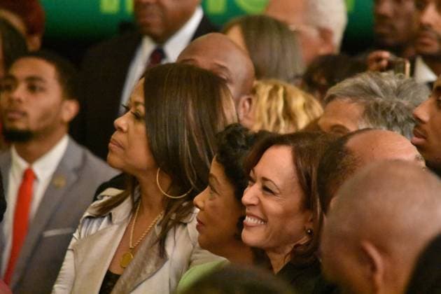 February 27, 2023, Washington, DC, United States: Vice President of the United States Kamala Harris smiles amongst the crowd. President of the United States Joe Biden and Vice President of the United States Kamala Harris host a Black History Month Reception at the White House. Several hundred people attended the event at the White House. Excitement could be felt throughout the East Room of the White House. Washington United States - ZUMAs197 20230227_zaa_s197_473 Copyright: xKylexMazzax