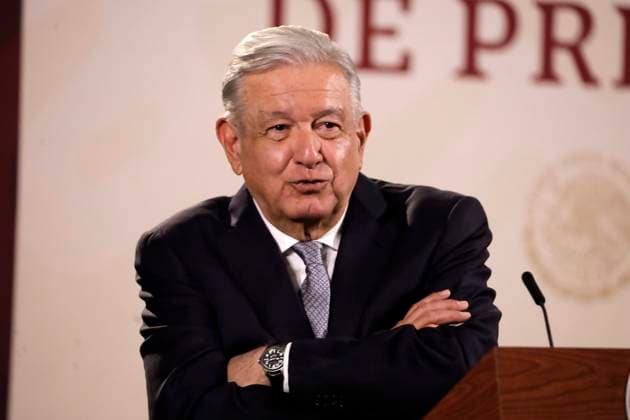 Tesla plant will be installed in Mexico: President of Mexico February 28, 2023, Mexico City, Mexico: The President of Mexico, Andres Manuel Lopez Obrador confirms the installation of the Tesla automotive assembly plant in Mexico, at a press conference at the National Palace in Mexico City. on February 28, 2023 in Mexico City, Mexico (Photo by Luis Barron Eyepix Group). Copyright: xLuisxBarronx xEyepixxGroupx LB20230228_AMLO_TESLA21
