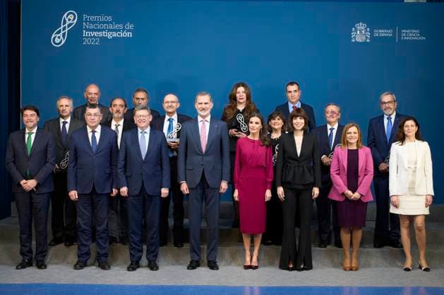 01-03-2023 Alicante Queen Letizia and King Felipe with Diana Morant and Mariano Barbacid, Arkaitz Carracedo, Inigo Javier Losada Rodriguez, Matilde Ucelay, Daniel Innerarity Grau, Jovenes Maria Moliner, Miguel Angel Martinez-Gonzalez, Jovenes Gabriela Morreale, Alejandro Malaspina, Manuel Delgado Baquerizo, Jose Cernicharo Quintanilla, Felisa Martin Bravo, Enrique Moles, Maria Teresa Toral, Juan de la Cierva, Angela Ruiz, Julio Rey Pastro, Carlos Gomez Rodriguez, Clara Campoamor, Patrizia Rinaldi attend the national research awards for youth 2022 at the Mediterranean house in Alicante. No Spain  Copyright: xPPEx