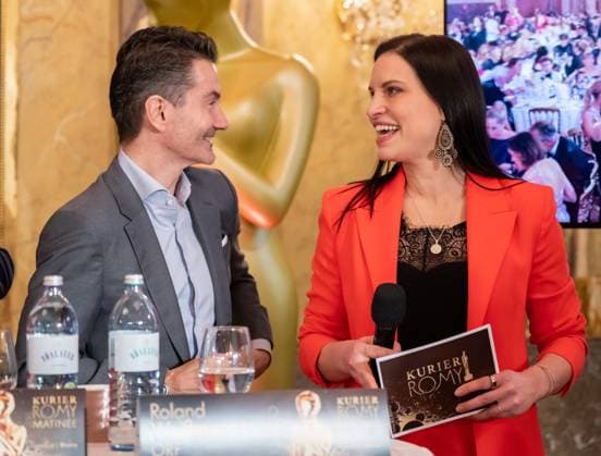 20230302 Kurier Romy Matinee WIEN, OESTERREICH - 02. MAERZ: ORF Generaldirektor Roland Weissmann und Profitaenzerin und Moderatorin Conny Kreuter waehrend der KURIER ROMY Matinee mit Einblick, Ausblick und detaillierter Information rund um die KURIER ROMY GALA 2023 am 02.03.2023 im Hotel Imperial Wien am 02. Maerz 2023 in Wien, Oesterreich. 230203_SEPA_17_029 Copyright: xIsabellexOuvrardx SEPAxMedia