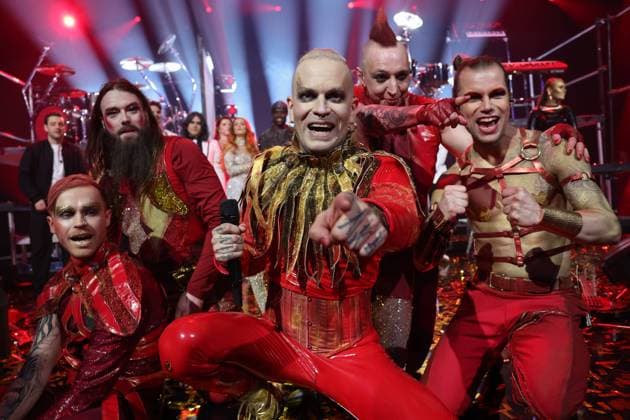 Bilder des Jahres 2023, Entertainment 03 März Entertainment Themen der Woche KW09 Entertainment Bilder des Tages Lord of the Lost fahren zum Eurovision Song Contest nach Liverpool 03.03.2023 Köln Butzweilerhof NRW Deutschland *** Lord of the Lost go to Eurovision Song Contest in Liverpool 03 03 2023 Cologne Butzweilerhof NRW Germany