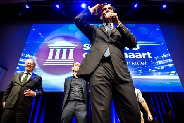 EINDHOVEN - Thierry Baudet of Forum for Democracy speaks during a campaign meeting in the Evoluon for the provincial elections. ANP ROB ENGELAAR netherlands out - belgium out  Copyright: xx x464247250x originalFilename: 464247250.jpg