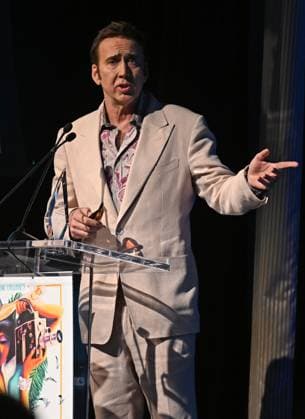 MIAMI, FL - MARCH 05: Nicolas Cage attends the Variety Legends and Groundbreakers Award celebration honoring Nicolas Cage during the 40th Annual Miami Film Festival at Miami Dade College Wolfson Auditorium on March 5, 2023 in Miami Florida. Copyright: xmpi04x